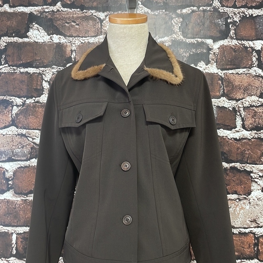 NAPOLEONE Jacket Lightweight Coat Italy Fur Trim Size IT42 US 6 - Picture 12 of 14